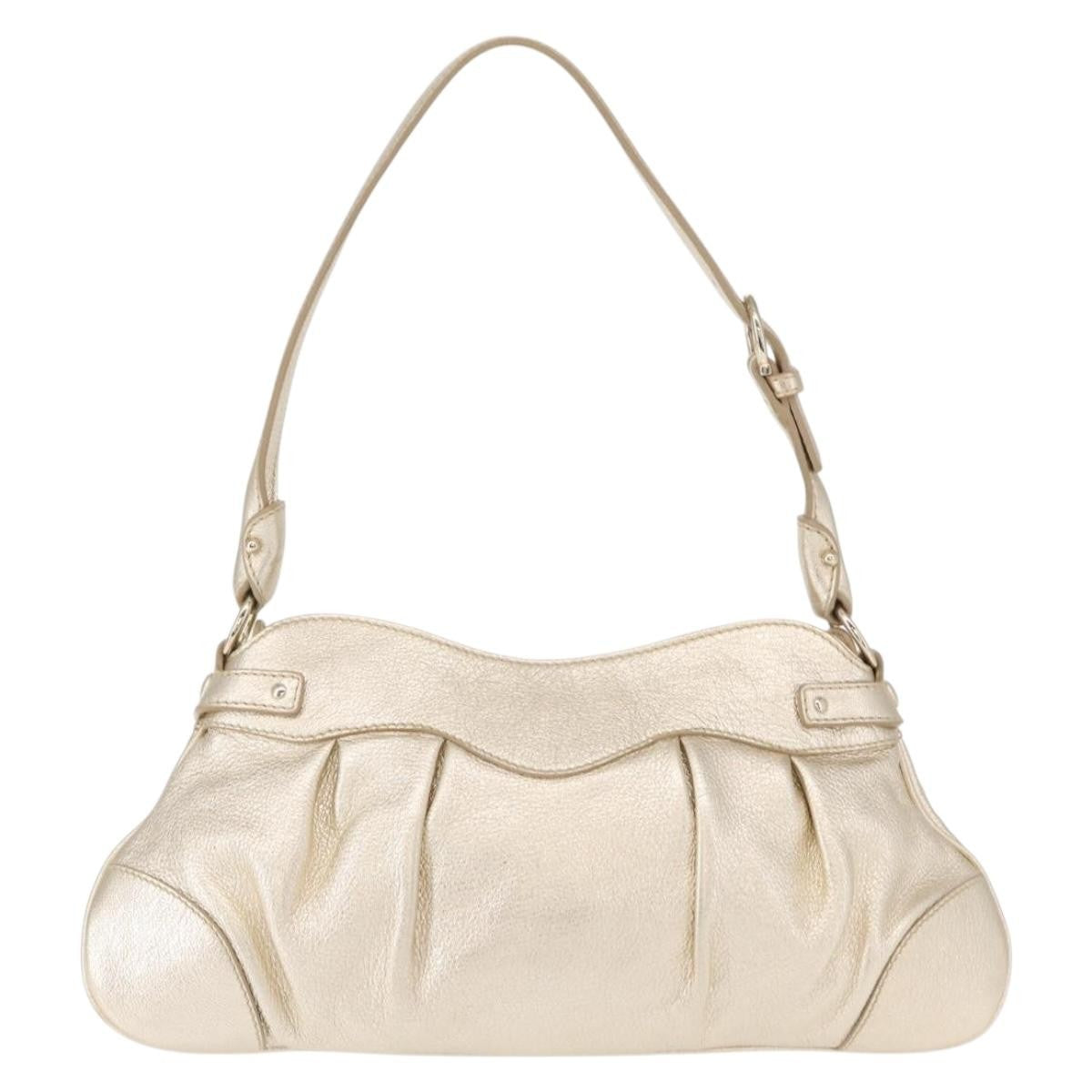 Salvatore Ferragamo Gancini Shoulder Bag Leather Gold Leather Shoulder Bag Bag (Authentic Pre-Loved)