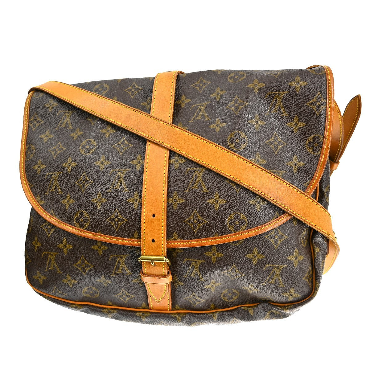 Louis Vuitton Saumur Handbag Monogram Canvas Brown Canvas Shoulder Bag Bag (Authentic Pre-Loved)