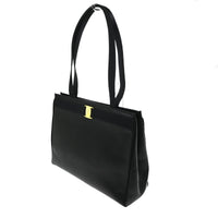 Salvatore Ferragamo Vala Tote Leather Black Leather Tote Bag Bag (Authentic Pre-Loved)