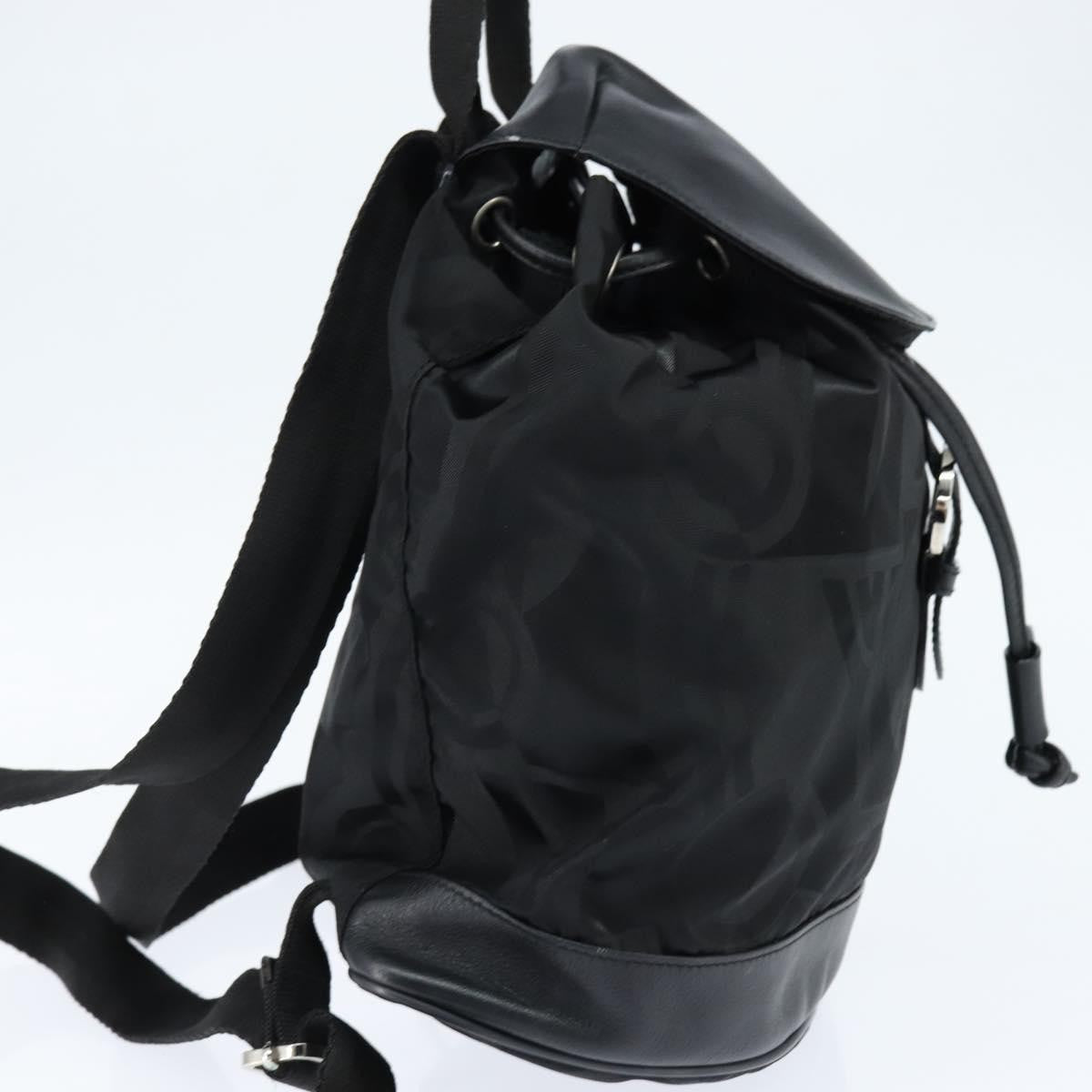Salvatore Ferragamo Flap Buckle Backpack Printed Neoprene Black Nylon Backpack Bag (Authentic Pre-Loved)