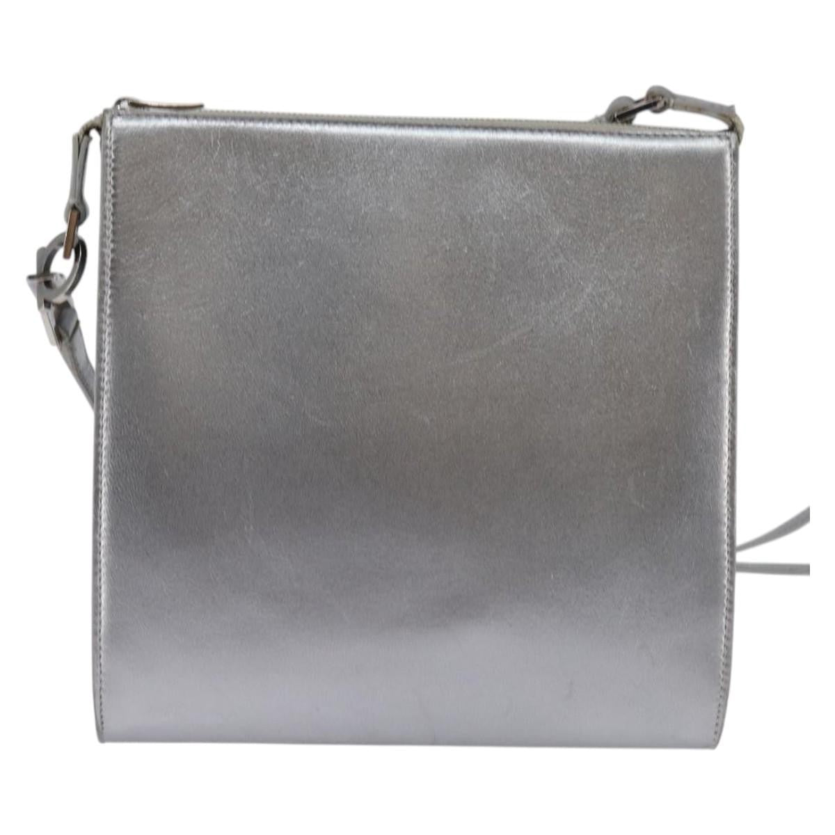 Salvatore Ferragamo Gancini Shoulder Bag Leather Silver Leather Shoulder Bag Bag (Authentic Pre-Loved)