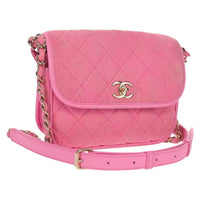 Chanel Flap Messenger Bag Quilted Denim Pink Canvas Shoulder Bag Bag (Authentic Pre-Loved)