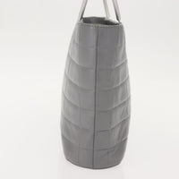 Chanel Vintage Chocolate Bar Metal Ring Tote Quilted Lambskin Gray Leather Tote Bag Bag (Authentic Pre-Loved)