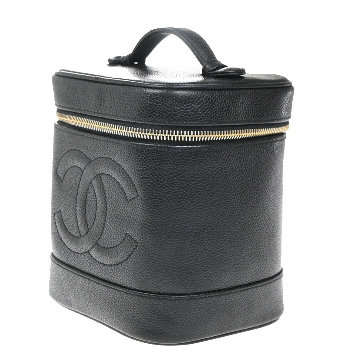 Chanel Vintage Timeless Cosmetic Case Caviar Black Leather Clutche & Pouche Bag (Authentic Pre-Loved)