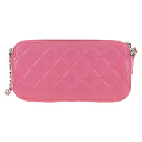 Chanel Double Zip Clutch With Chain Quilted Lambskin Pink Leather Shoulder Bag Bag (Authentic Pre-Loved)