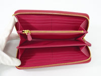 Prada Zip Around Tab Wallet Saffiano Leather Pink Leather Wallets Accessory (Authentic Pre-Loved)