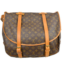 Louis Vuitton Saumur Handbag Monogram Canvas Brown Canvas Shoulder Bag Bag (Pre-Loved)