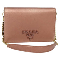 Prada Monochrome Chain Flap Bag Saffiano Leather Pink Leather Shoulder Bag Bag (Pre-Loved)