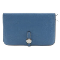 Hermes Dogon Duo Combined Wallet Leather Blue Leather Wallets Accessory (Authentic Pre-Loved)