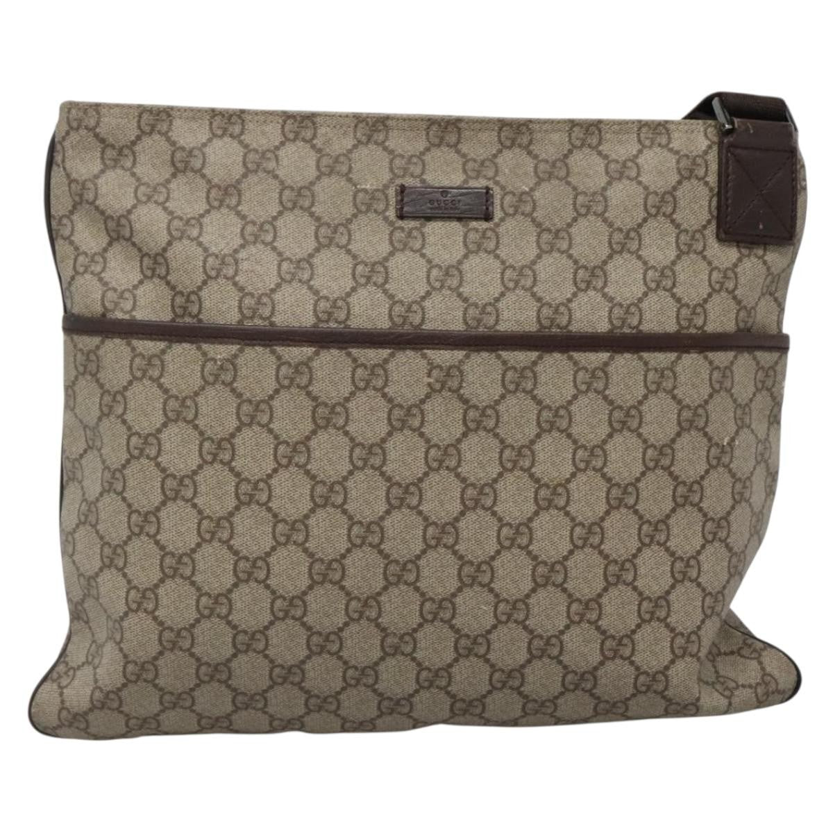 Gucci Zip Top Messenger Bag Gg Coated Canvas Beige Canvas Shoulder Bag Bag (Authentic Pre-Loved)