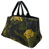 Prada Canapa Tote Printed Canvas Green Canvas Tote Bag Bag (Pre-Loved)