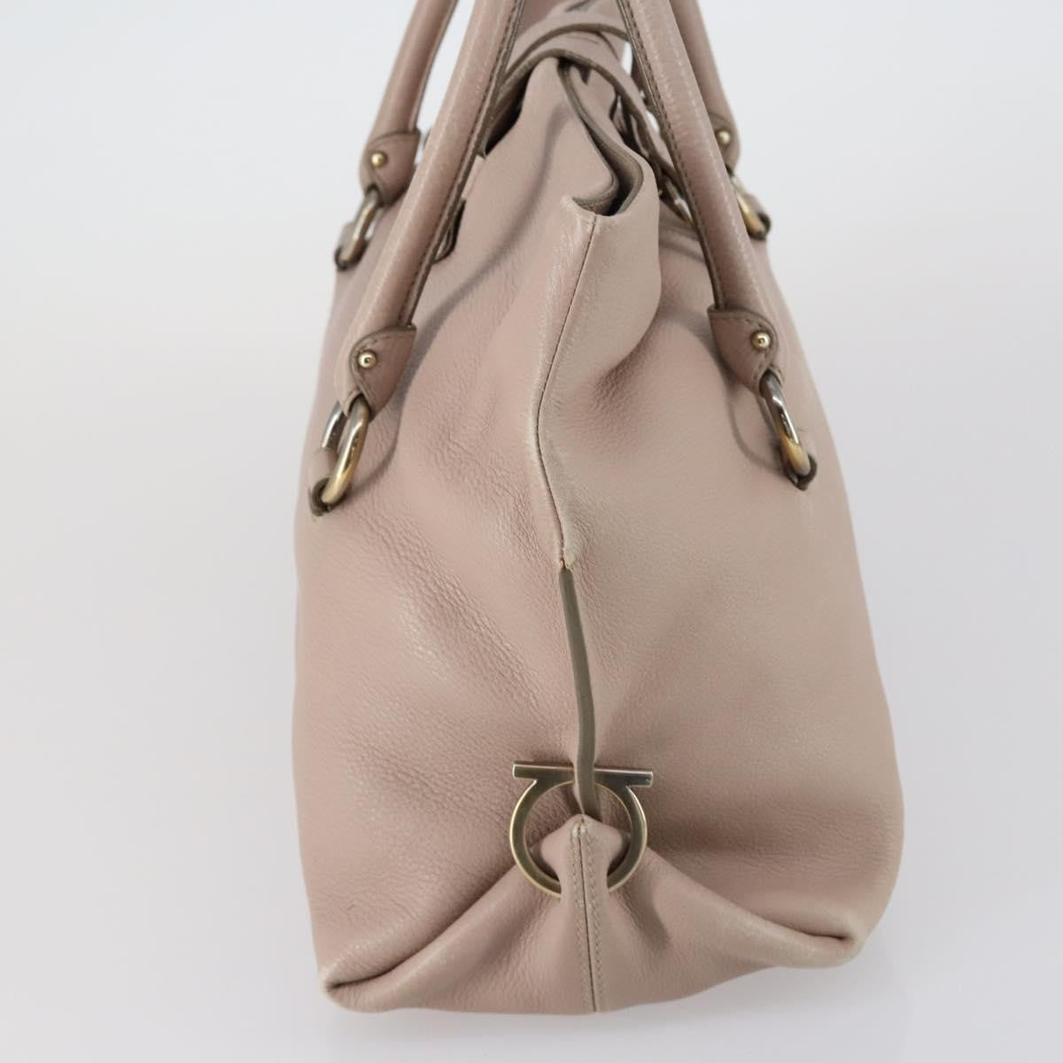 Salvatore Ferragamo Gancini Shoulder Bag Leather Beige Leather Shoulder Bag Bag (Authentic Pre-Loved)