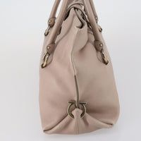 Salvatore Ferragamo Gancini Shoulder Bag Leather Beige Leather Shoulder Bag Bag (Authentic Pre-Loved)