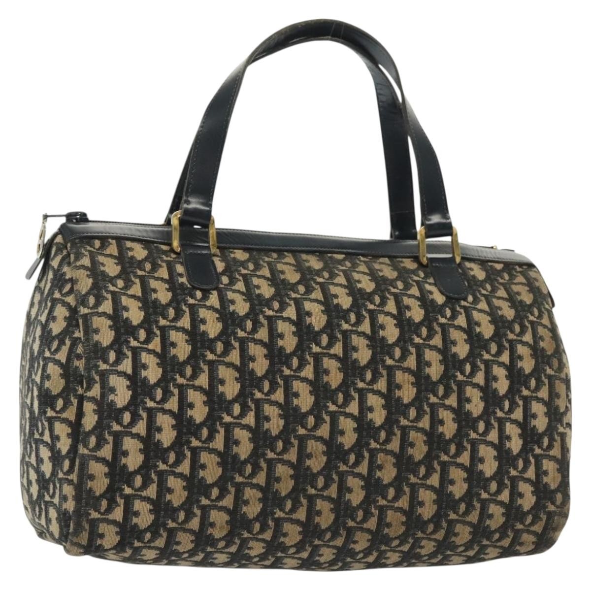 Christian Dior Vintage Trotter Boston Bag Diorissimo Canvas Navy Canvas Bag (Authentic Pre-Loved)
