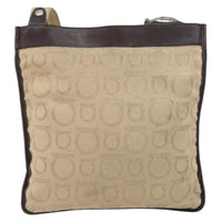 Salvatore Ferragamo Gancini Shoulder Bag Canvas Beige Canvas Shoulder Bag Bag (Authentic Pre-Loved)