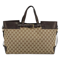 Gucci Gucci Belted Bucket Tote Gg Canvas With Leather Beige Canvas Tote Bag Bag (Authentic Pre-Loved)