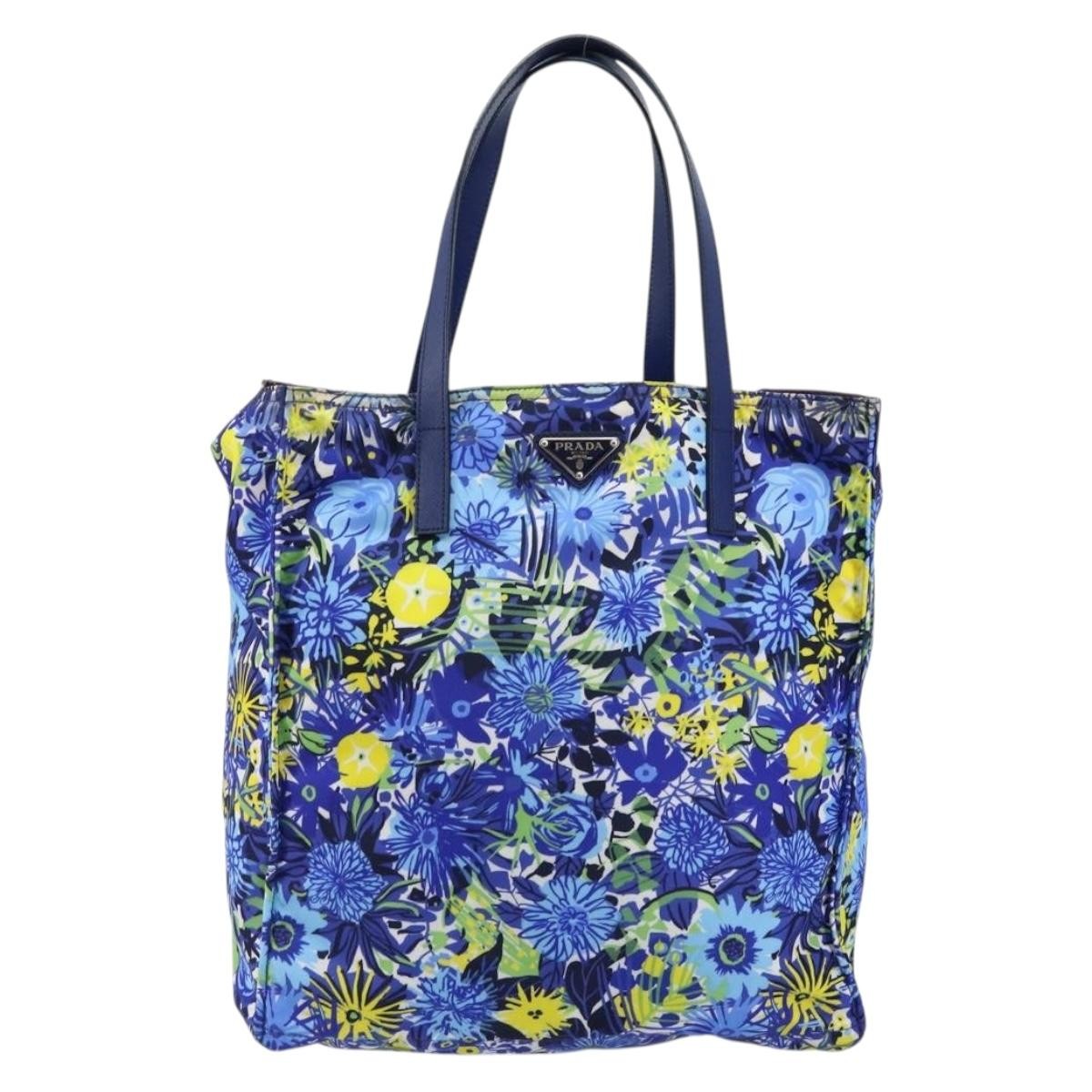 Prada Floreal Tote Printed Tessuto Blue Nylon Tote Bag Bag (Authentic Pre-Loved)
