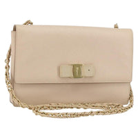 Salvatore Ferragamo Vala Chain Shoulder Bag Leather Pink Leather Shoulder Bag Bag (Authentic Pre-Loved)