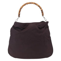 Gucci Vintage Bamboo Handle Bag Nylon Burgundy Nylon Handbag (Pre-Loved)