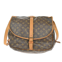 Louis Vuitton Saumur Handbag Monogram Canvas Brown Leather Shoulder Bag Bag (Authentic Pre-Loved)