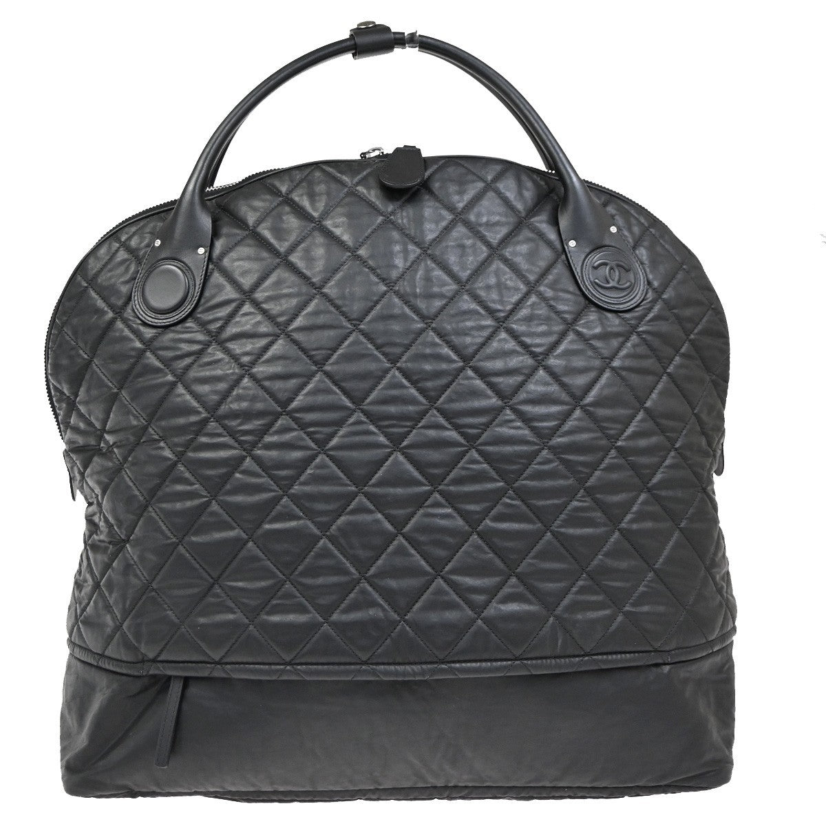 Chanel Horizontal Sport Weekender Bag Quilted Coated Canvas Black Nylon Travel Bag Bag (Pre-Loved)