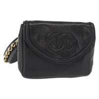Chanel Chain Envelope Belt Bag Quilted Calfskin Black Leather Clutche & Pouche Bag (Authentic Pre-Loved)
