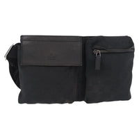 Gucci Vintage Double Belt Bag Gg Canvas With Leather Black Canvas Clutche & Pouche Bag (Authentic Pre-Loved)