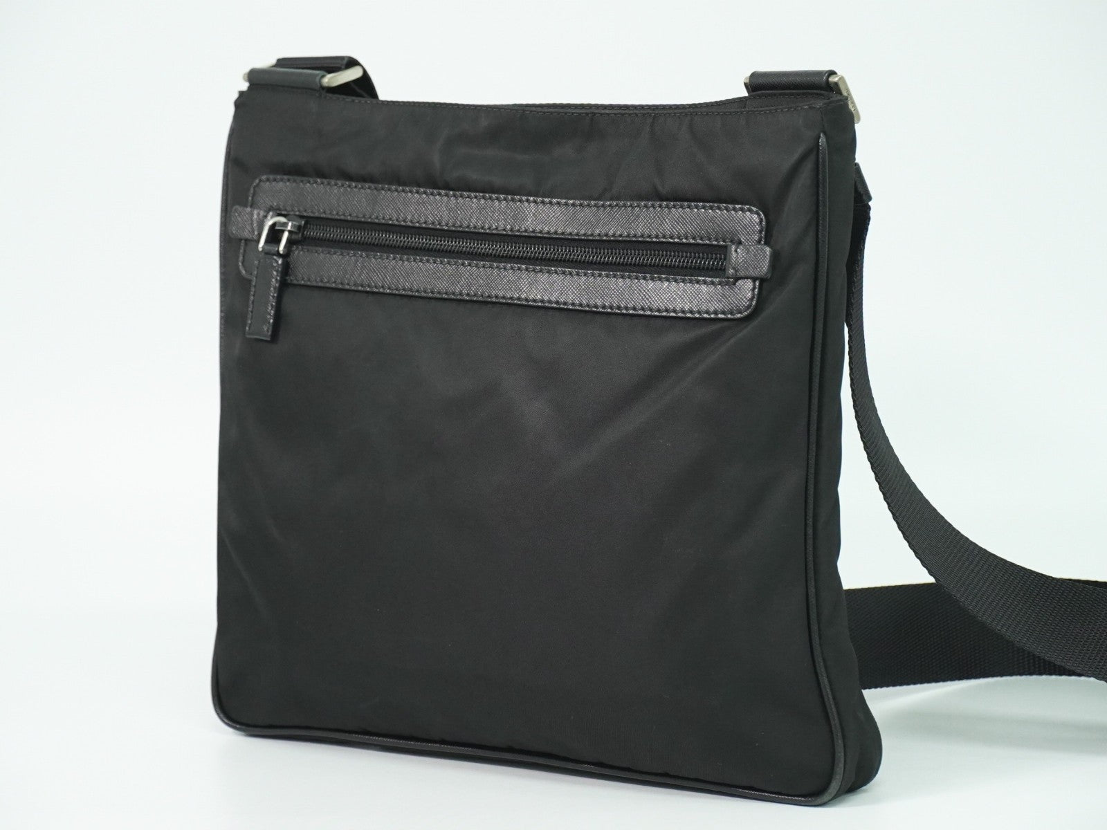Prada Flat Messenger Bag Tessuto Black Nylon Shoulder Bag Bag (Pre-Loved)