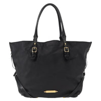 Burberry Vintage Tote Leather Black Leather Tote Bag Bag (Authentic Pre-Loved)