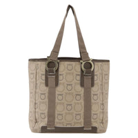 Salvatore Ferragamo Gancini Tote Gancini Canvas Beige Canvas Tote Bag Bag (Authentic Pre-Loved)