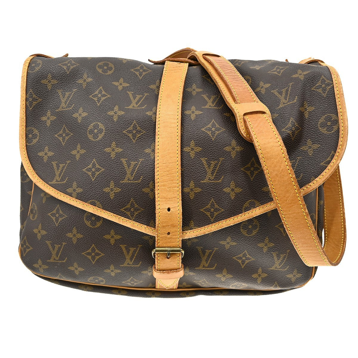 Louis Vuitton Saumur Handbag Monogram Canvas Brown Canvas Shoulder Bag Bag (Authentic Pre-Loved)