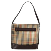 Burberry Nova Check Shoulder Bag Canvas And Leather Beige Canvas Shoulder Bag Bag (Authentic Pre-Loved)