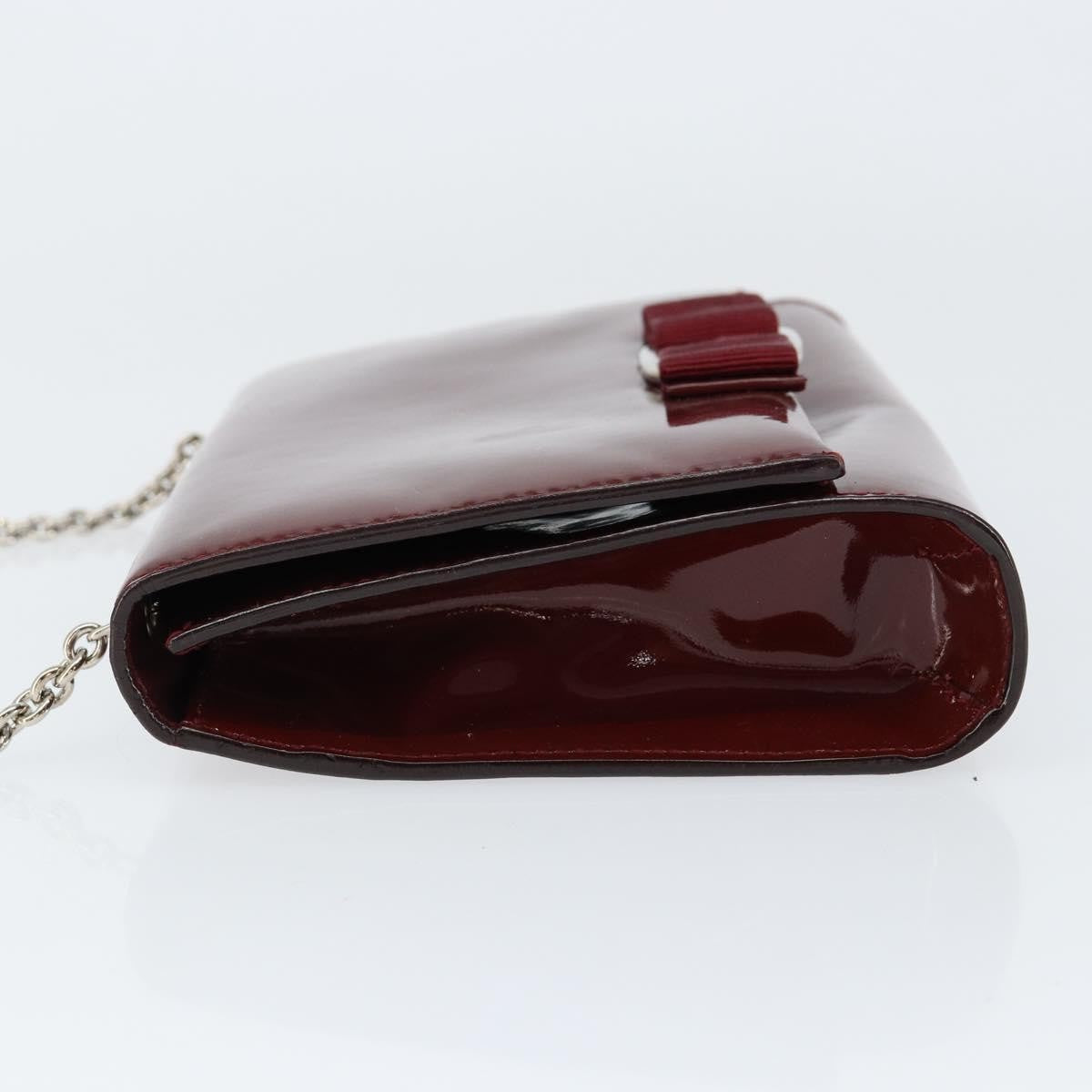 Salvatore Ferragamo Vala Chain Shoulder Bag Patent Leather Red Patent_Leather Shoulder Bag Bag (Authentic Pre-Loved)