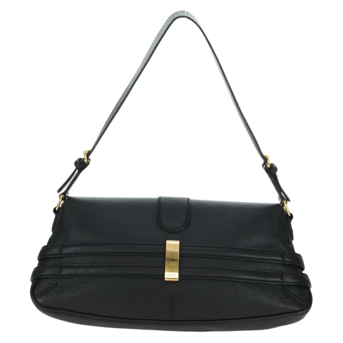 Gucci Horsebit Shoulder Bag Gg Canvas And Leather Black Leather Shoulder Bag Bag (Authentic Pre-Loved)