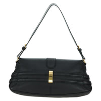 Gucci Horsebit Shoulder Bag Gg Canvas And Leather Black Leather Shoulder Bag Bag (Authentic Pre-Loved)