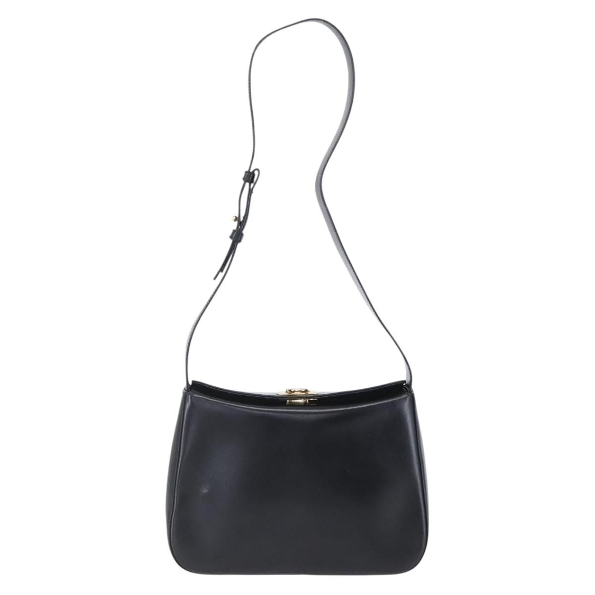 Salvatore Ferragamo Gancini Shoulder Bag Leather Black Leather Shoulder Bag Bag (Authentic Pre-Loved)