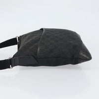 Gucci Zip Messenger Bag Gg Canvas With Perforated Leather Black Canvas Shoulder Bag Bag (Authentic Pre-Loved)