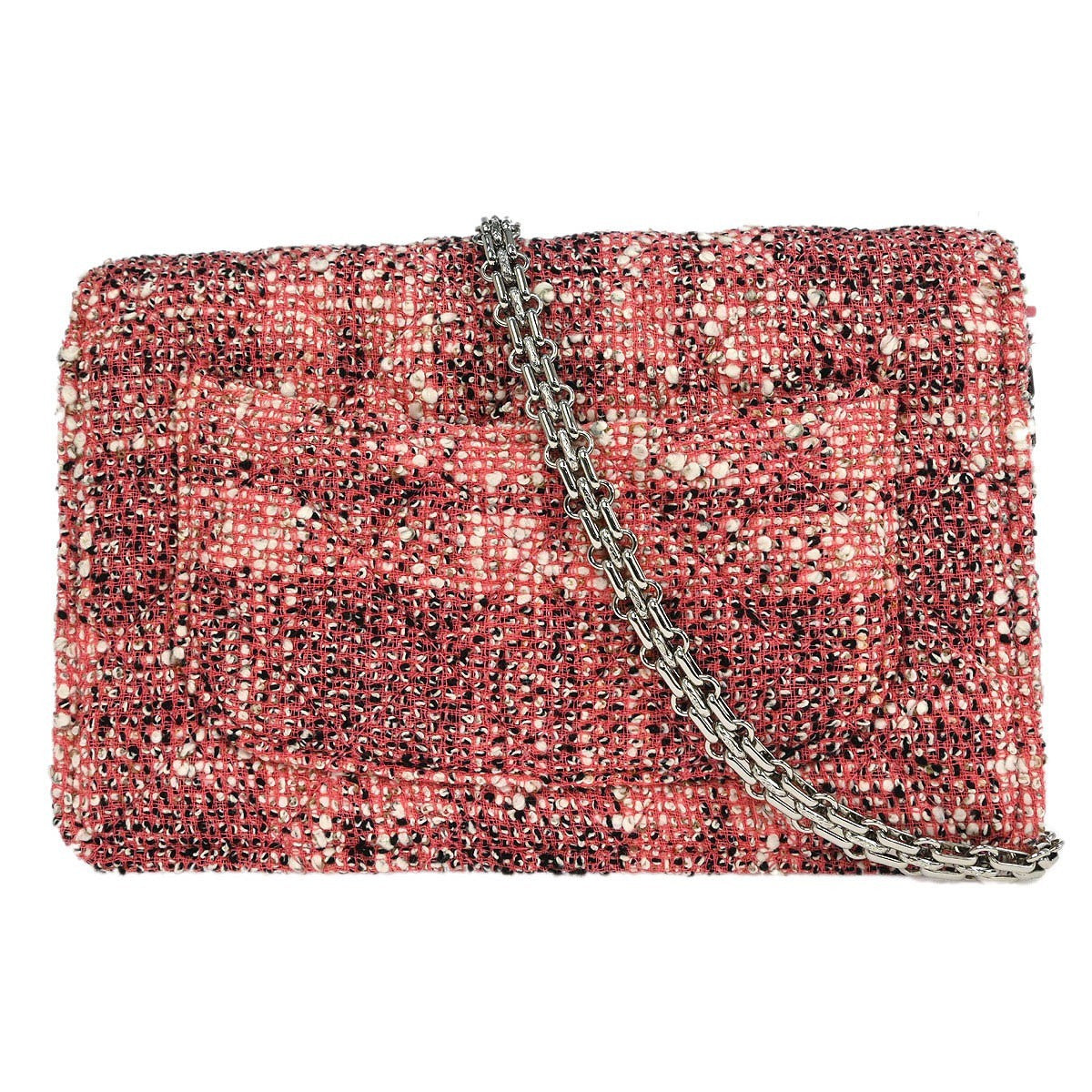 Chanel Reissue 2.55 Flap Bag Quilted Tweed With Resin Detail Pink Tweed Clutche & Pouche Bag (Authentic Pre-Loved)