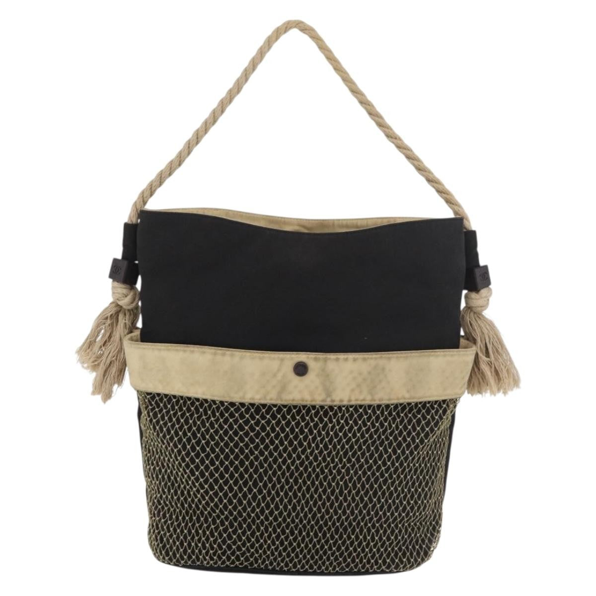 Chanel Camellia Shoulderbag Canvas Black Canvas Shoulder Bag Bag (Pre-Loved)