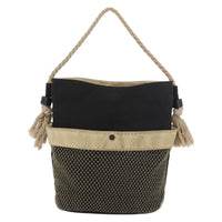 Chanel Camellia Shoulderbag Canvas Black Canvas Shoulder Bag Bag (Pre-Loved)