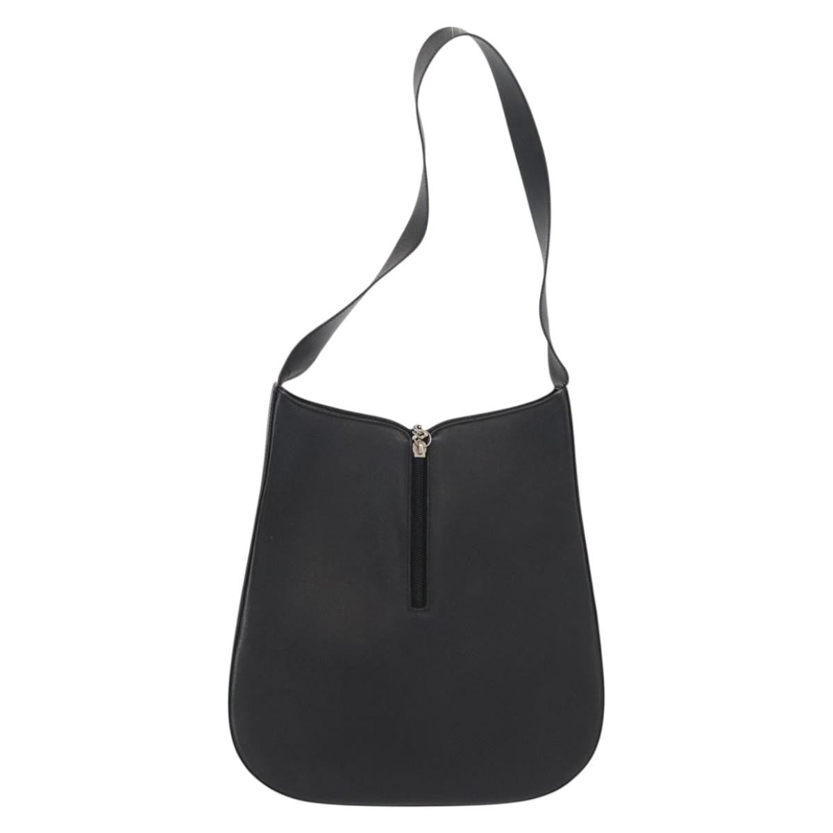Salvatore Ferragamo Gancini Shoulder Bag Leather Black Leather Shoulder Bag Bag (Pre-Loved)