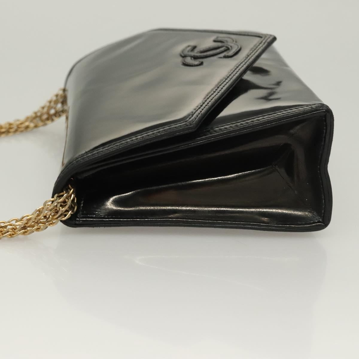 Chanel Cc Envelope Flap Crossbody Patent Leather Black Patent_Leather Clutche & Pouche Bag (Pre-Loved)