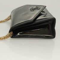 Chanel Cc Envelope Flap Crossbody Patent Leather Black Patent_Leather Clutche & Pouche Bag (Pre-Loved)