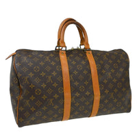 Louis Vuitton Keepall Bag Monogram Canvas Brown Canvas Travel Bag Bag (Authentic Pre-Loved)