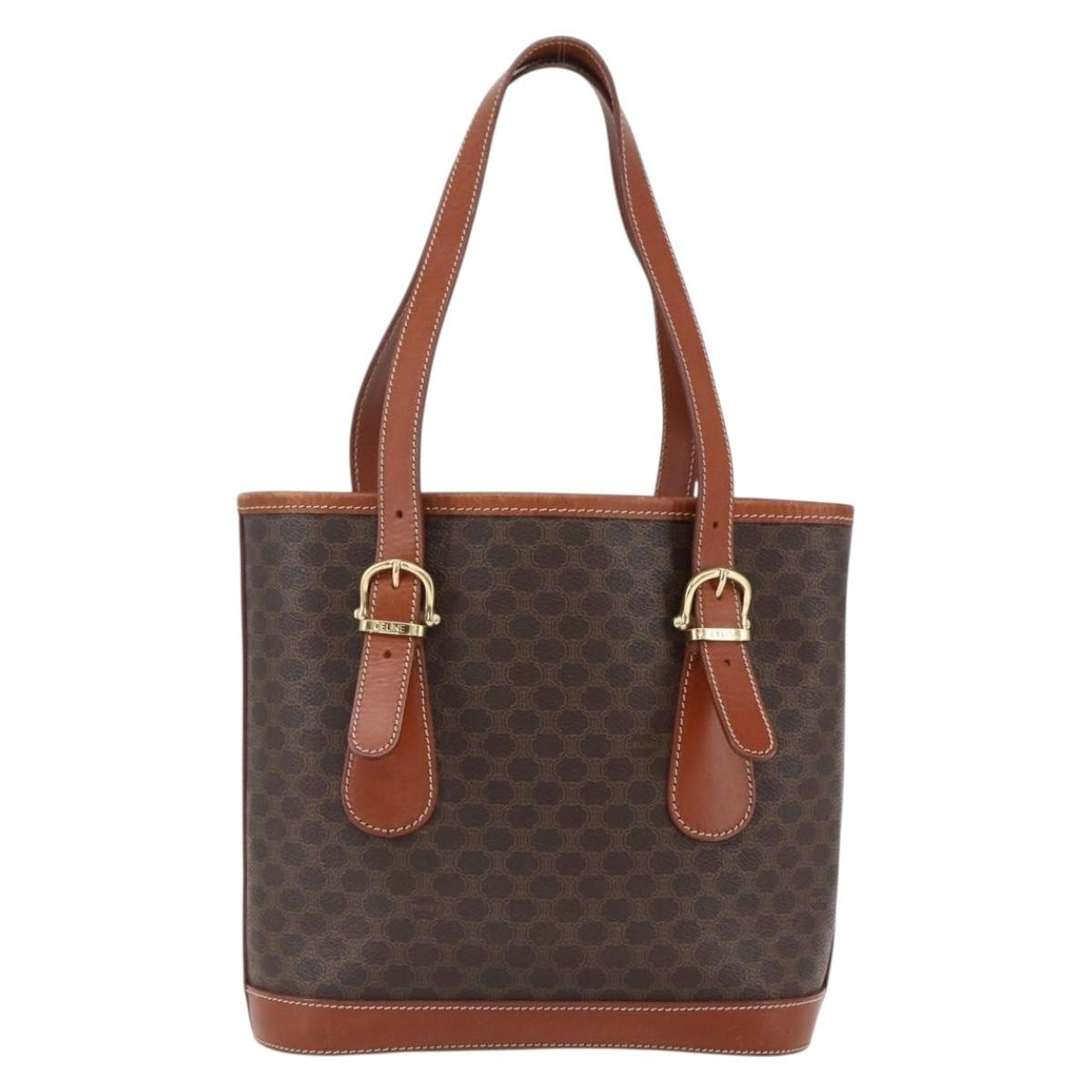 Celine Vintage Macadam Handbag Canvas And Leather Brown Canvas Handbag (Authentic Pre-Loved)