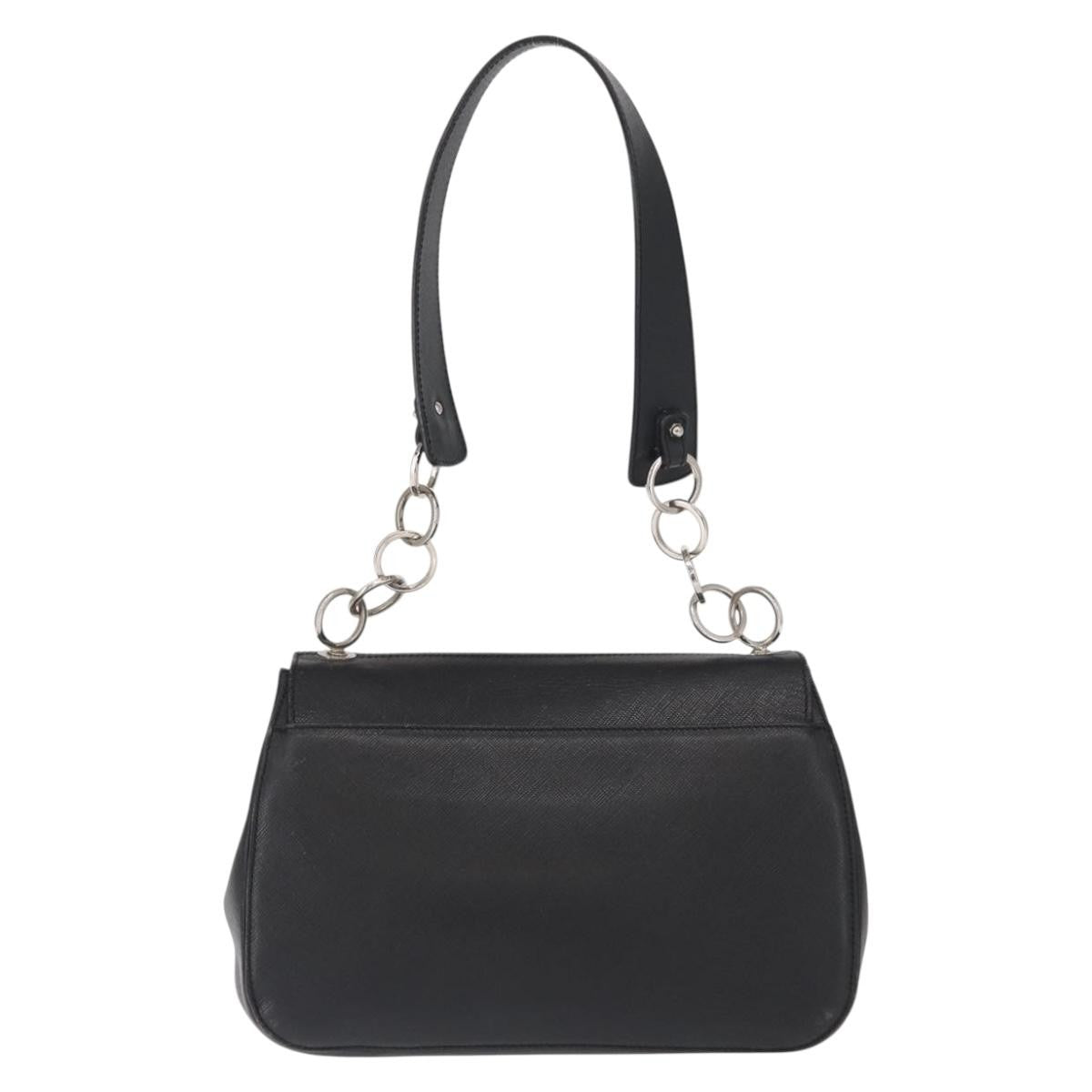 Salvatore Ferragamo Gancini Shoulder Bag Leather Black Leather Shoulder Bag Bag (Pre-Loved)