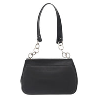 Salvatore Ferragamo Gancini Shoulder Bag Leather Black Leather Shoulder Bag Bag (Pre-Loved)