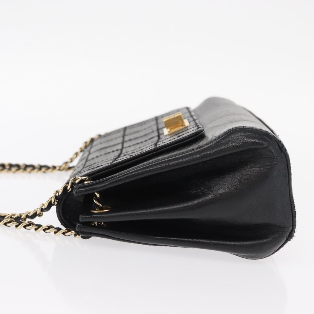 Chanel Chocolate Bar Accordion Reissue Flap Bag Quilted Lambskin Black Leather Shoulder Bag Bag (Authentic Pre-Loved)