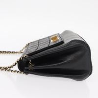 Chanel Chocolate Bar Accordion Reissue Flap Bag Quilted Lambskin Black Leather Shoulder Bag Bag (Authentic Pre-Loved)