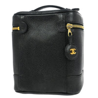 Chanel Vintage Timeless Cosmetic Case Caviar Black Leather Handbag (Authentic Pre-Loved)